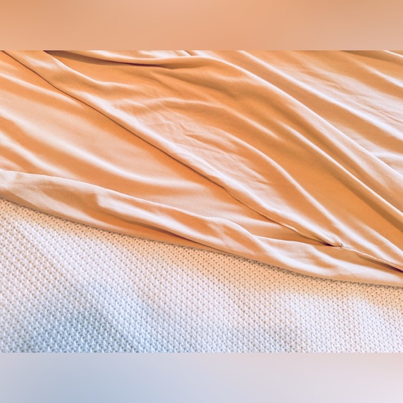 BCBGMAXAZRIA Arden Stretchy & Soft Modal Cream Asymmetrical Midi Drapey Skirt - Picture 11 of 16